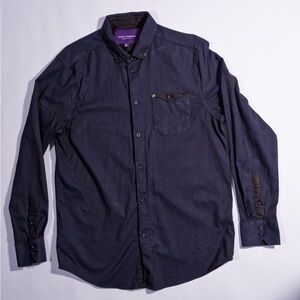 Elegant Dark Blue Men's Button Down Shirt